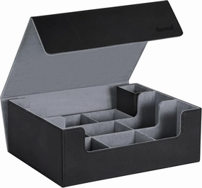 Deck Case for Trading Cards 1800 , PU Leather Commander Deck Box Organizer Holder with Magnetic Closure and Microfiber Lining for MTG and Magic Game Cards, Black/Grey