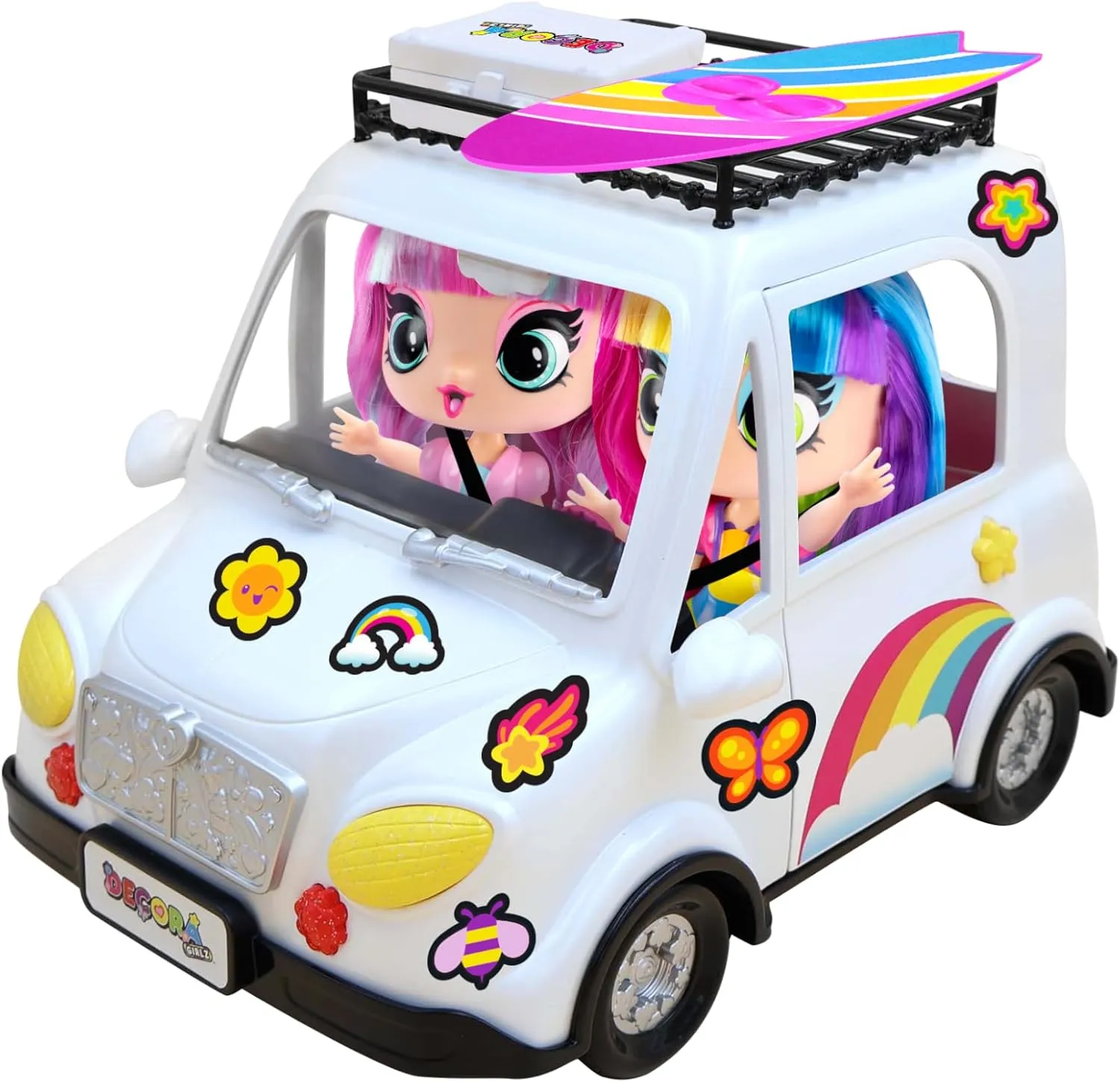 DECORA GIRLZ Dream Car - Rolling Wheels, Surfboard, Suitcase, Stickers, Kids 4 