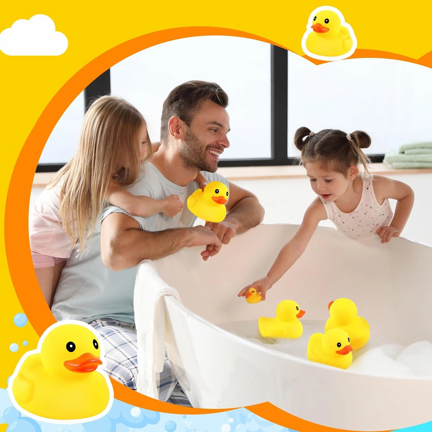 Deekin 10 Pcs Large Yellow Rubber Ducks Bulk Large Duck Bath Toy Squeak Rubber Bathtub Floating Bath for Birthday Party Decoration Gift Swimming Pool (5 Inch)