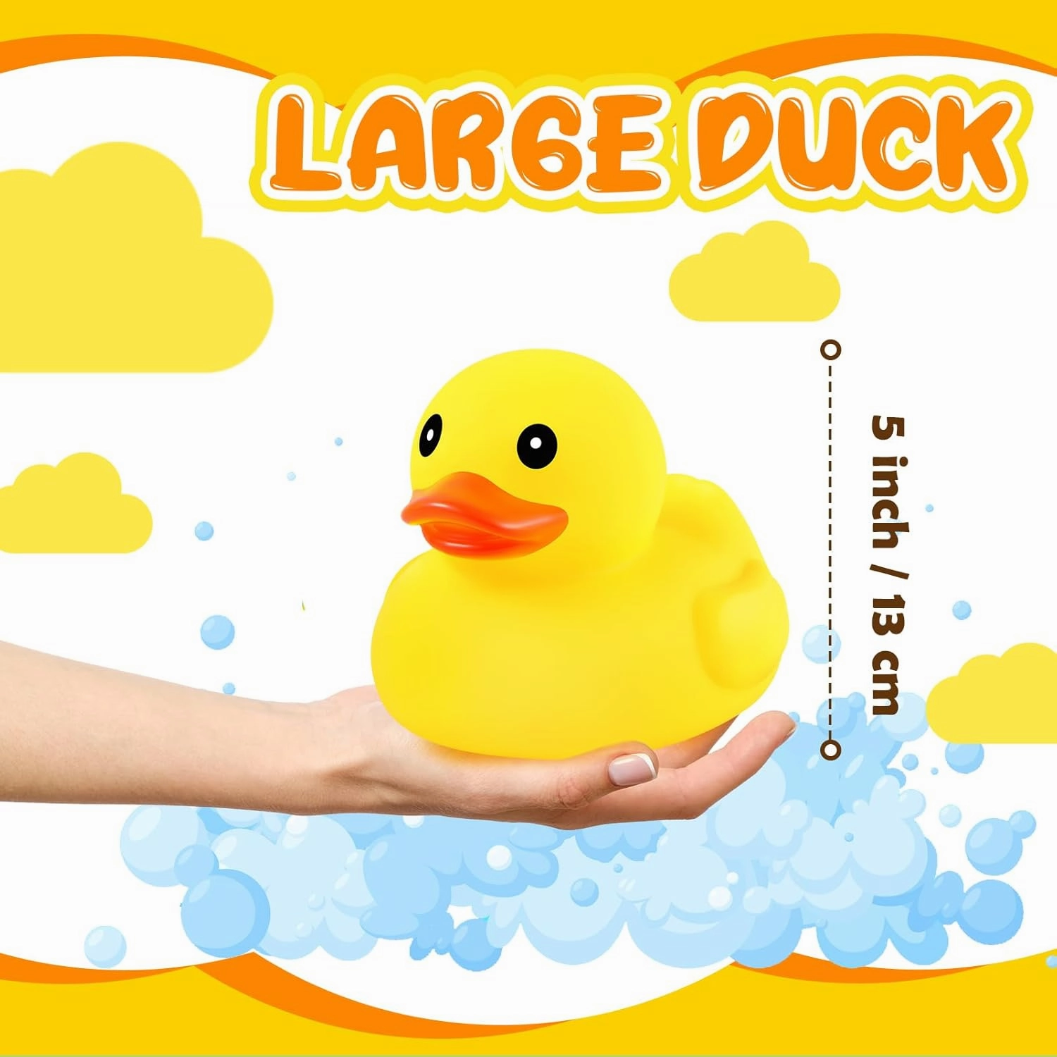 Deekin 10 Pcs Large Yellow Rubber Ducks Bulk Large Duck Bath Toy Squeak Rubber Bathtub Floating Bath for Birthday Party Decoration Gift Swimming Pool (5 Inch)