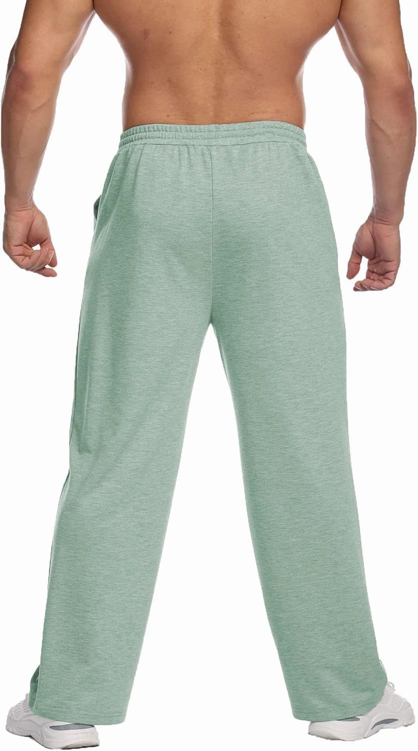 Deyeek Men's Lightweight Sweatpants Open Bottom Sweat Pants for Men Straight Leg Gym Sweatpants Lounge Pants with Pockets