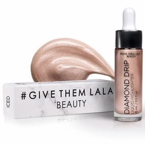 Diamond Drip Liquid Highlighter By Give Them Lala- Highly Pigmented Shimmer Highlighter For Face & Chest- Illuminator Drops For Diamond Sparkle- Glow Drops For Dewy Foundation, Cruelty-Free - (Iced)