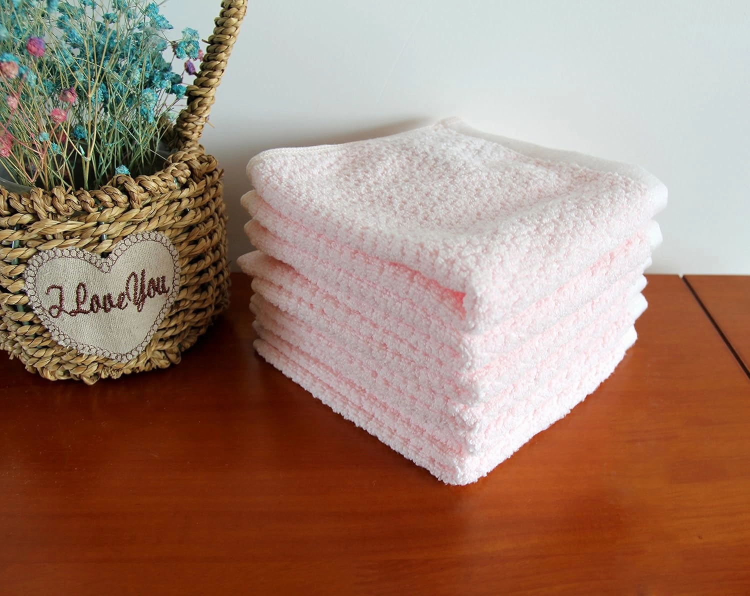 Diamond Jacquard Piece in Light, 6 x Washcloth (13 x 13 in), Rose Pink 6 Count