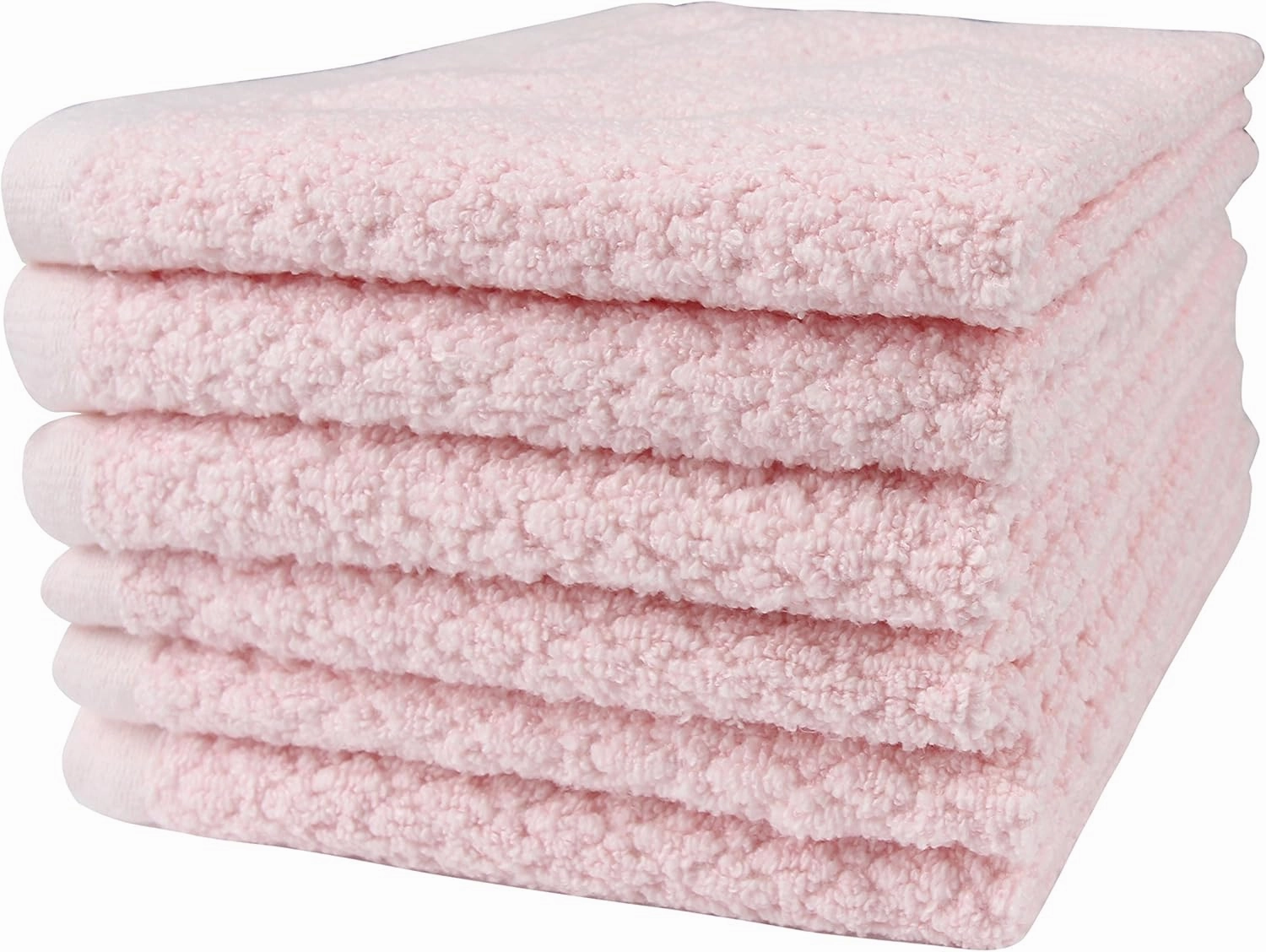 Diamond Jacquard Piece in Light, 6 x Washcloth (13 x 13 in), Rose Pink 6 Count