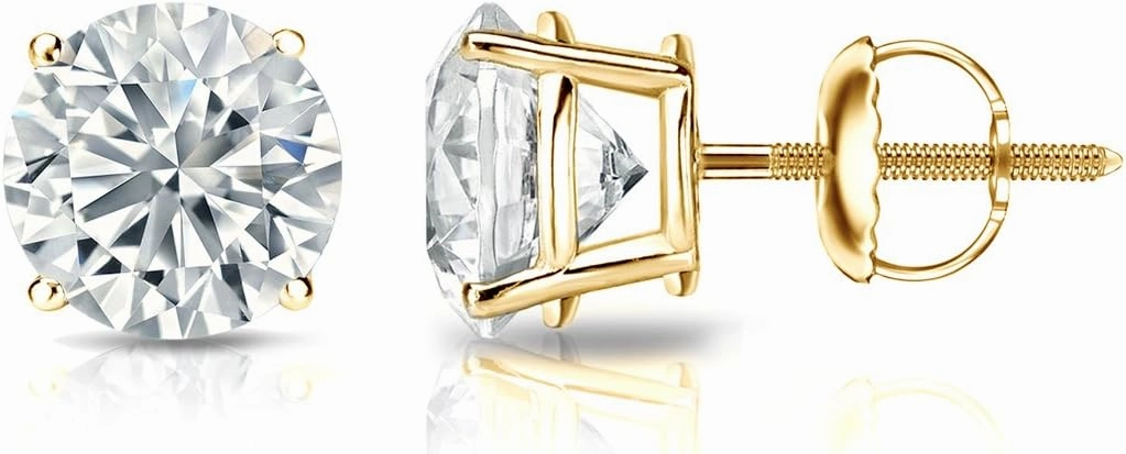 Diamond Wish 14k Yellow Gold Round Diamond Stud Earrings (3/4ct TW, G-H, VS2-SI1, IGI Certified) 4-Prong Basket, Screw Back