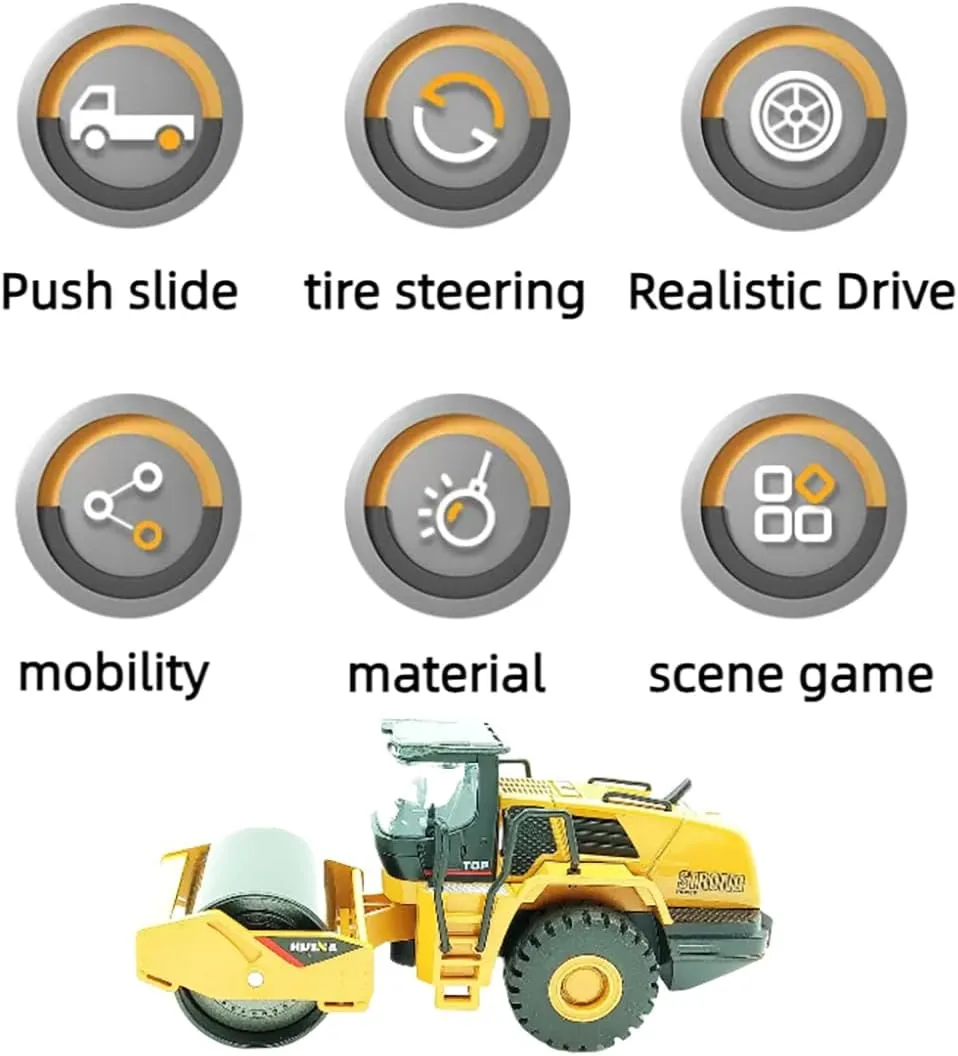 Die Cast All-Metal Road Roller Model 1:50 Scale - Highly Detailed Construction Toy, Perfect for Collectors and Display, Durable Alloy Material, Ideal Gift