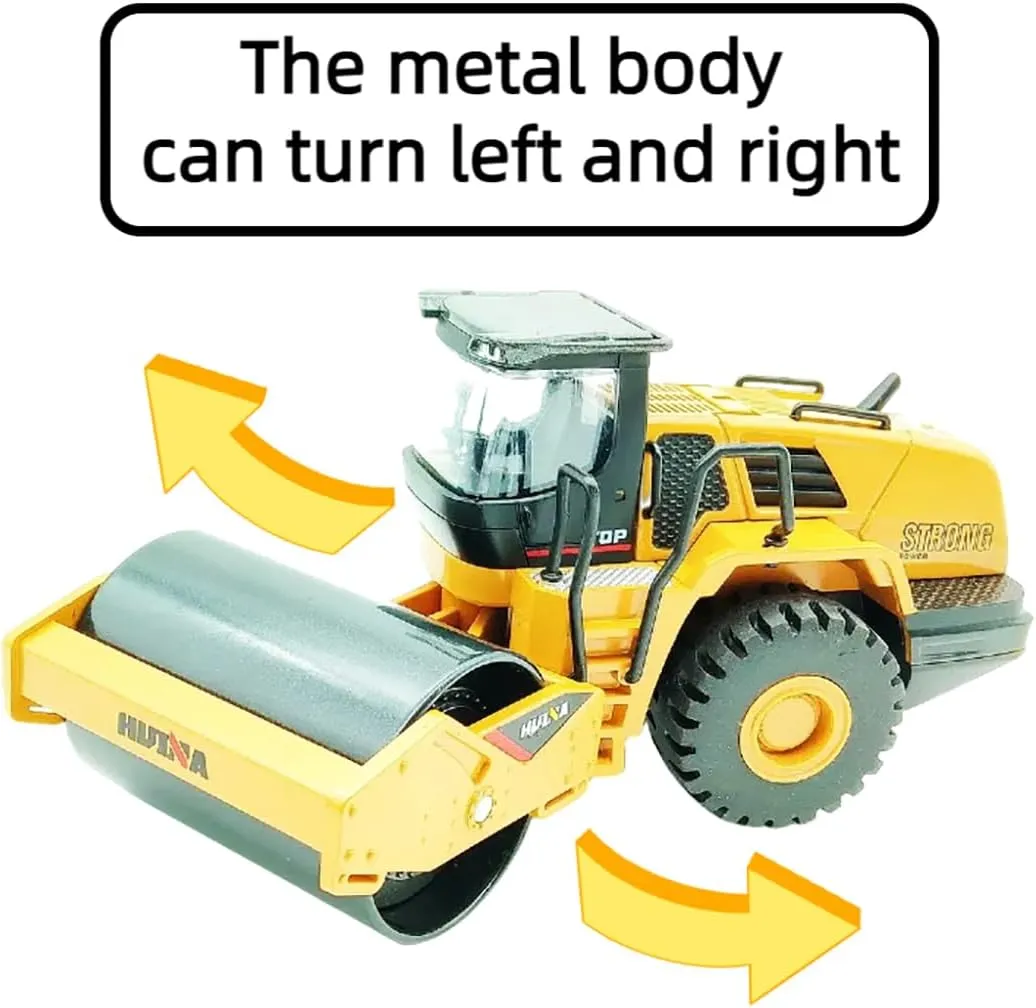 Die Cast All-Metal Road Roller Model 1:50 Scale - Highly Detailed Construction Toy, Perfect for Collectors and Display, Durable Alloy Material, Ideal Gift