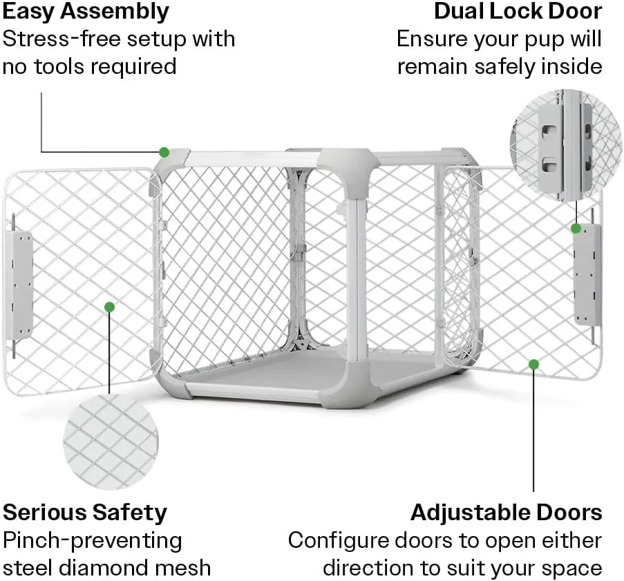 DIGGS Evolv Dog Crate - Slim, Durable Dog Kennel with Removable Ceiling Panel and Modular Design - Safe, Stylish, and Convenient (Ash, Intermediate)