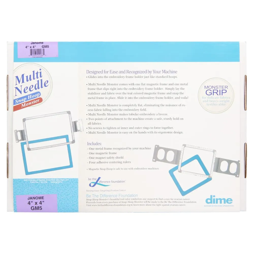 Dime, 4" x 4" Multi Needle Snap Hoop Monster - Janome