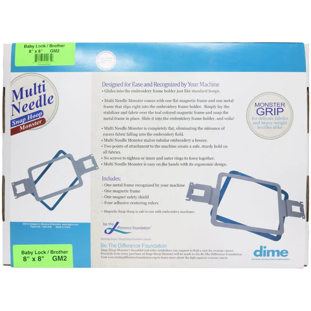 Dime, 8" x 8" Multi Needle Snap Hoop Monster- Babylock and Brother