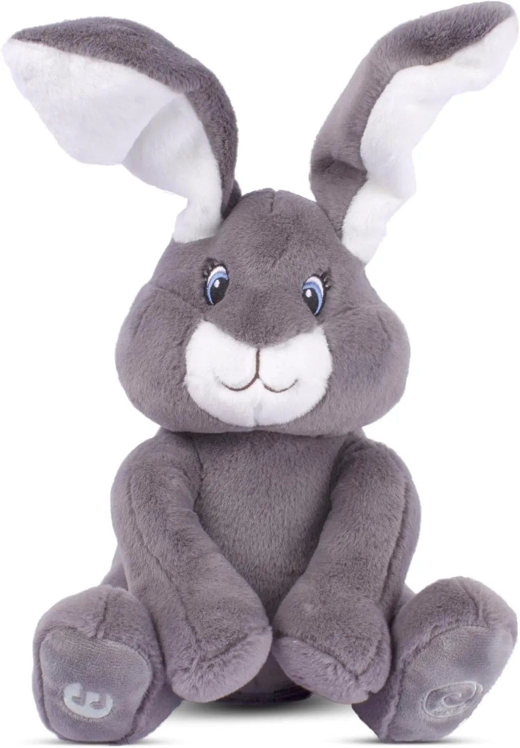 Dimple Milo Bunny Stuffed Animal - Animated Interactive Soft Bunny Plush Toy with Peek-a-Boo Feature and Singing Songs - Perfect Baby Stuffed Animal Gift for Ages 0 and Up (Set of 2, Grey)