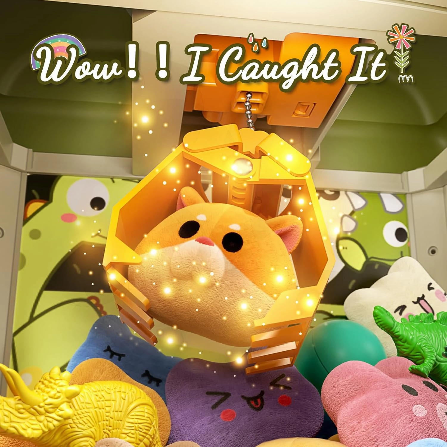 Dinosaur Claw Machine for Kids,Electronic Arcade Game Machine with Music,Kids Vending Machine Boys Birthday Gifts Toys Age 3  Years,Includes 20 Plush & 12 Dinosaur Accessories(Middle)