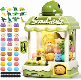 Dinosaur Claw Machine for Kids,Electronic Arcade Game Machine with Music,Kids Vending Machine Boys Birthday Gifts Toys Age 3  Years,Includes 20 Plush & 12 Dinosaur Accessories(Middle)
