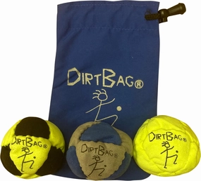 DIRTBAG Classic Footbag Hacky Sack 3 Pack with Pouch, Unique, Footbag Set with Signature Carry Bag.