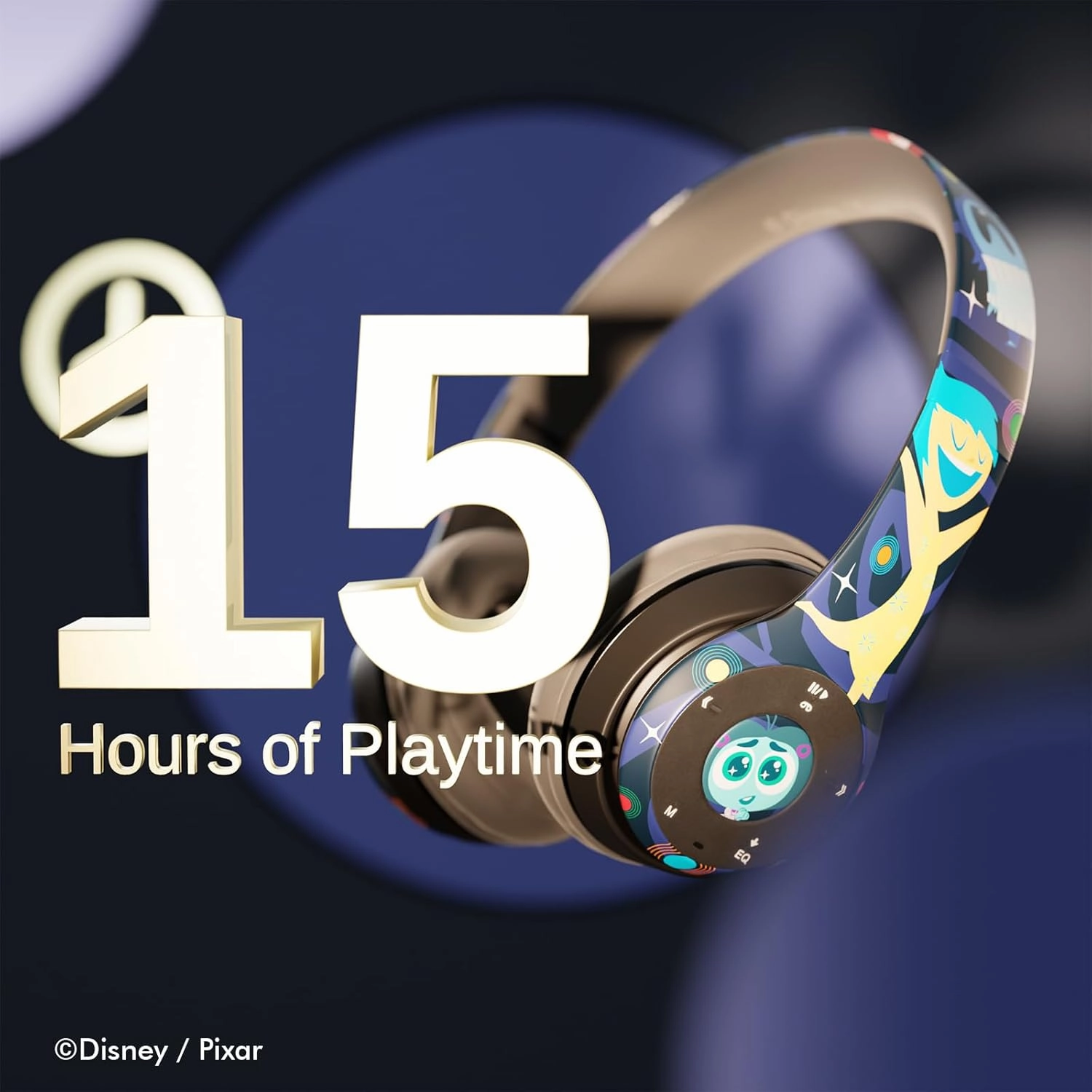 Disney/Pixar’s Inside Out 2 Bluetooth Headphones Over The Ear| Bluetooth Wireless Headset with Built in Mic and Up to 15 Hrs Playtime| Inside Out 2 Gifts for Girls Women Boys Men and All Fans