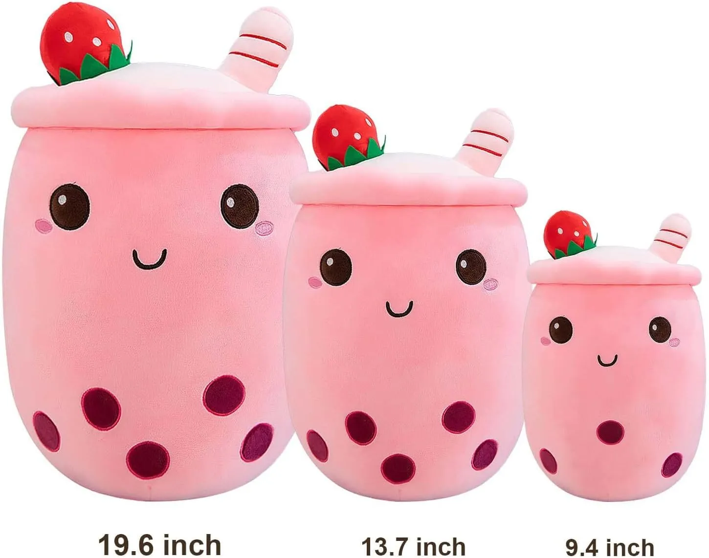 Ditucu Cute Boba Tea Plush Stuffed Bubble Tea Plushie Cartoon Soft Strawberry Pillow Home Hugging Gift for Kids Pink 19.6 inch