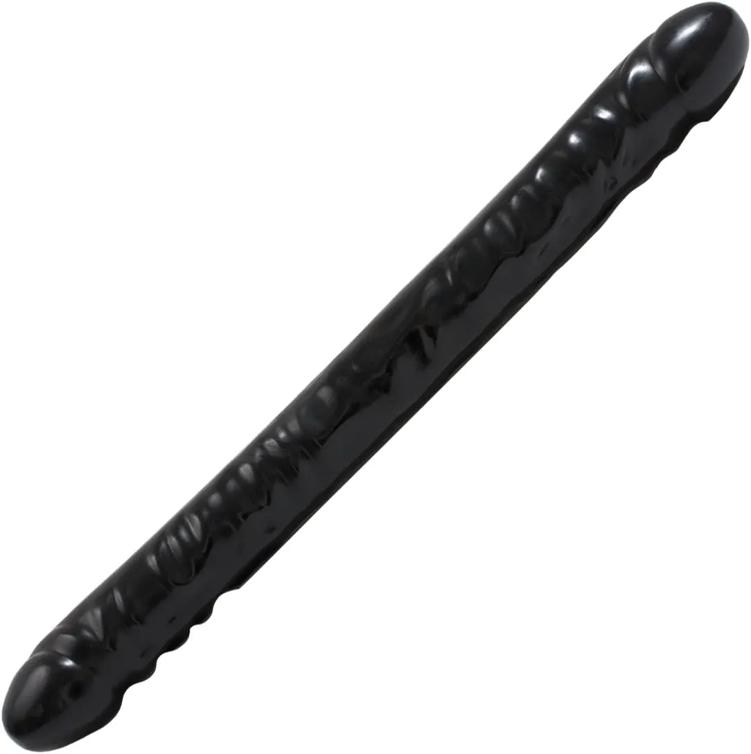 Doc Johnson Classic - Veined Double Header - 18 Inch - Double-Sided Dildo - Black (0211-01-AM)
