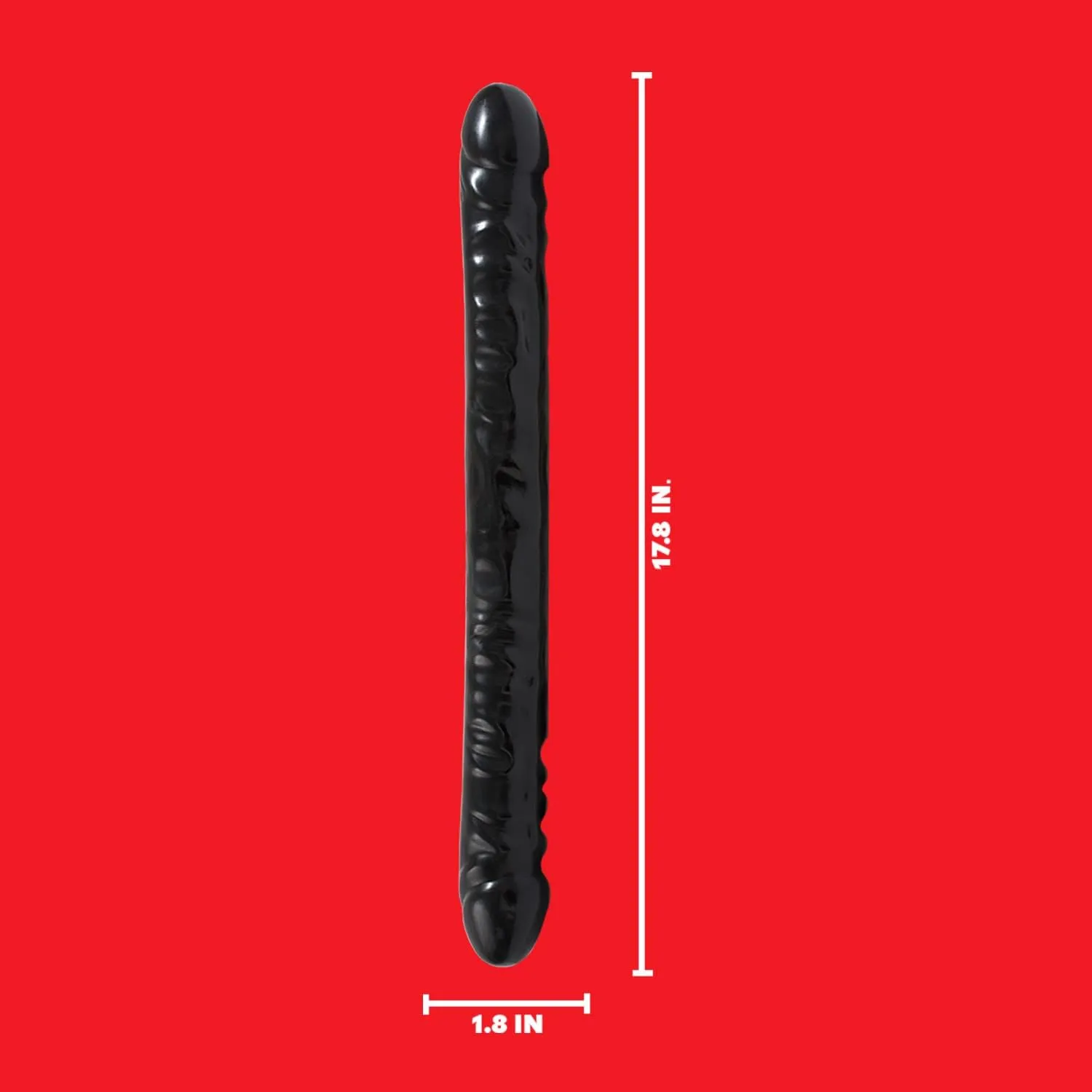Doc Johnson Classic - Veined Double Header - 18 Inch - Double-Sided Dildo - Black (0211-01-AM)