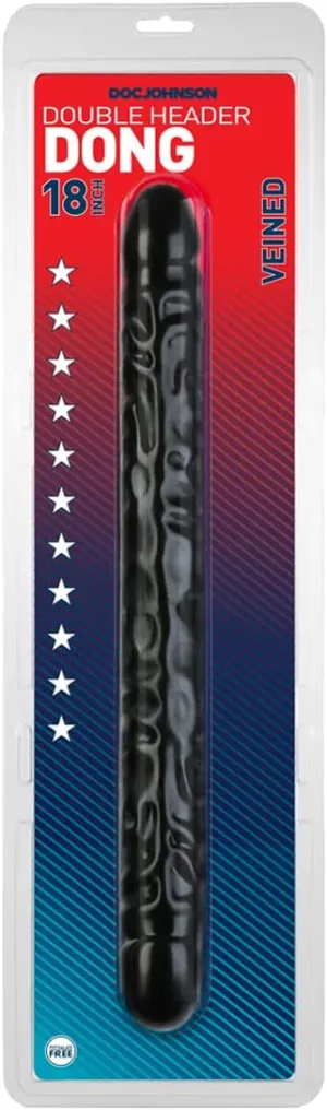 Doc Johnson Classic - Veined Double Header - 18 Inch - Double-Sided Dildo - Black (0211-01-AM)
