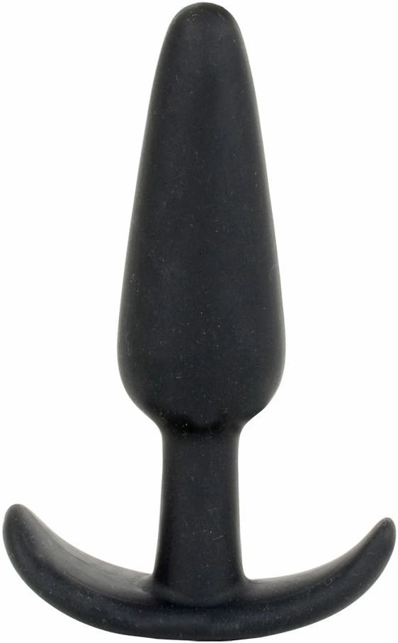Doc Johnson Mood - Naughty 1 - Silicone Anal Plug - Small - 3.3 in. Long and 0.8 in. Wide - Tapered Base for Comfort Between The Cheeks - Small - Black