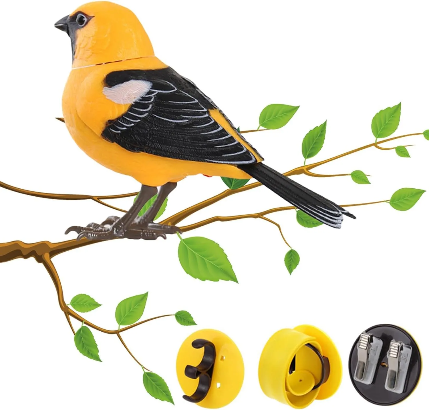 Doefo Electric Singing and Chirping Bird Toy, Interactive Bird Decoration, Motion and Sound Activated, Battery Operated Simulation Desk Pet