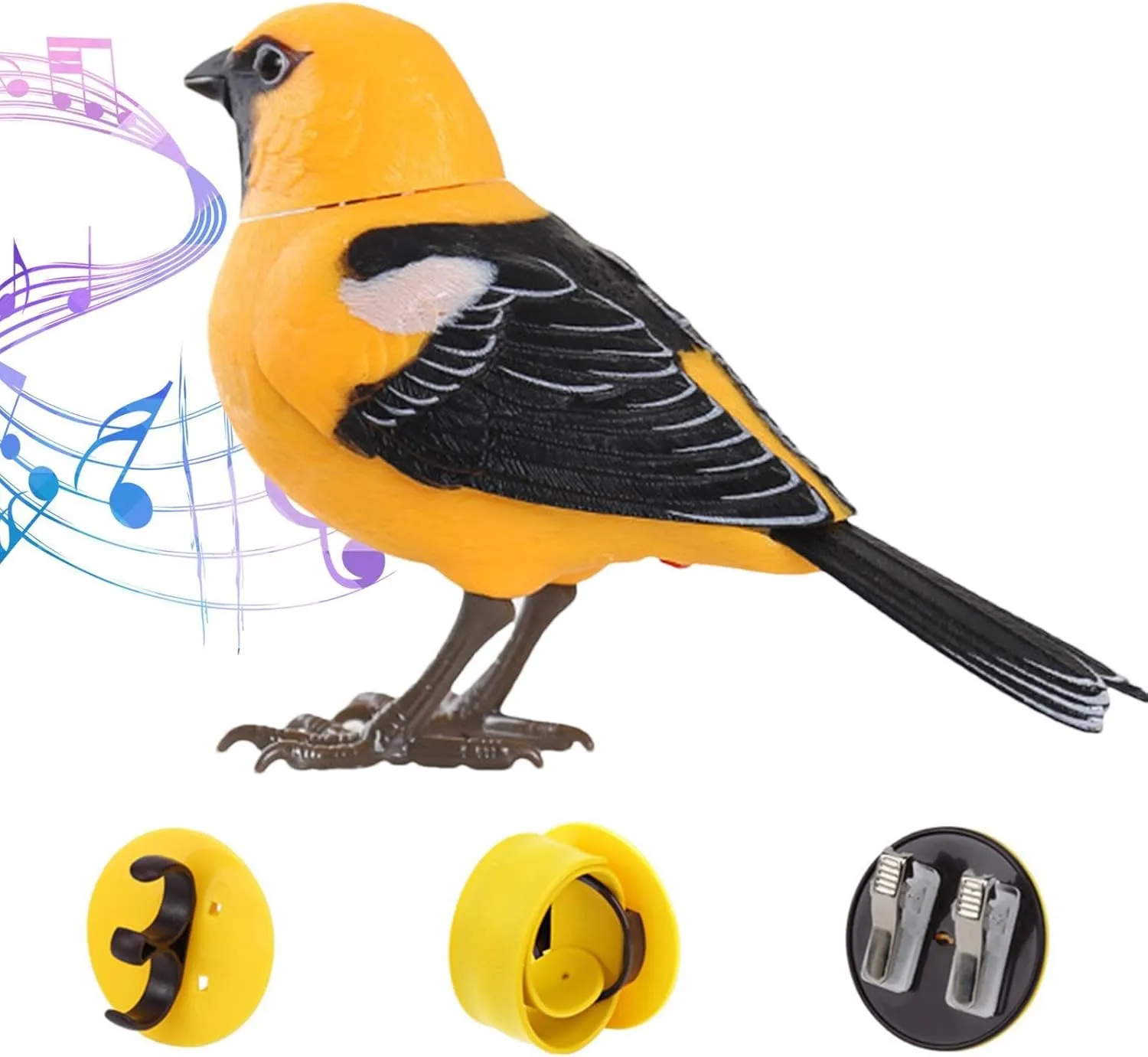 Doefo Electric Singing and Chirping Bird Toy, Interactive Bird Decoration, Motion and Sound Activated, Battery Operated Simulation Desk Pet