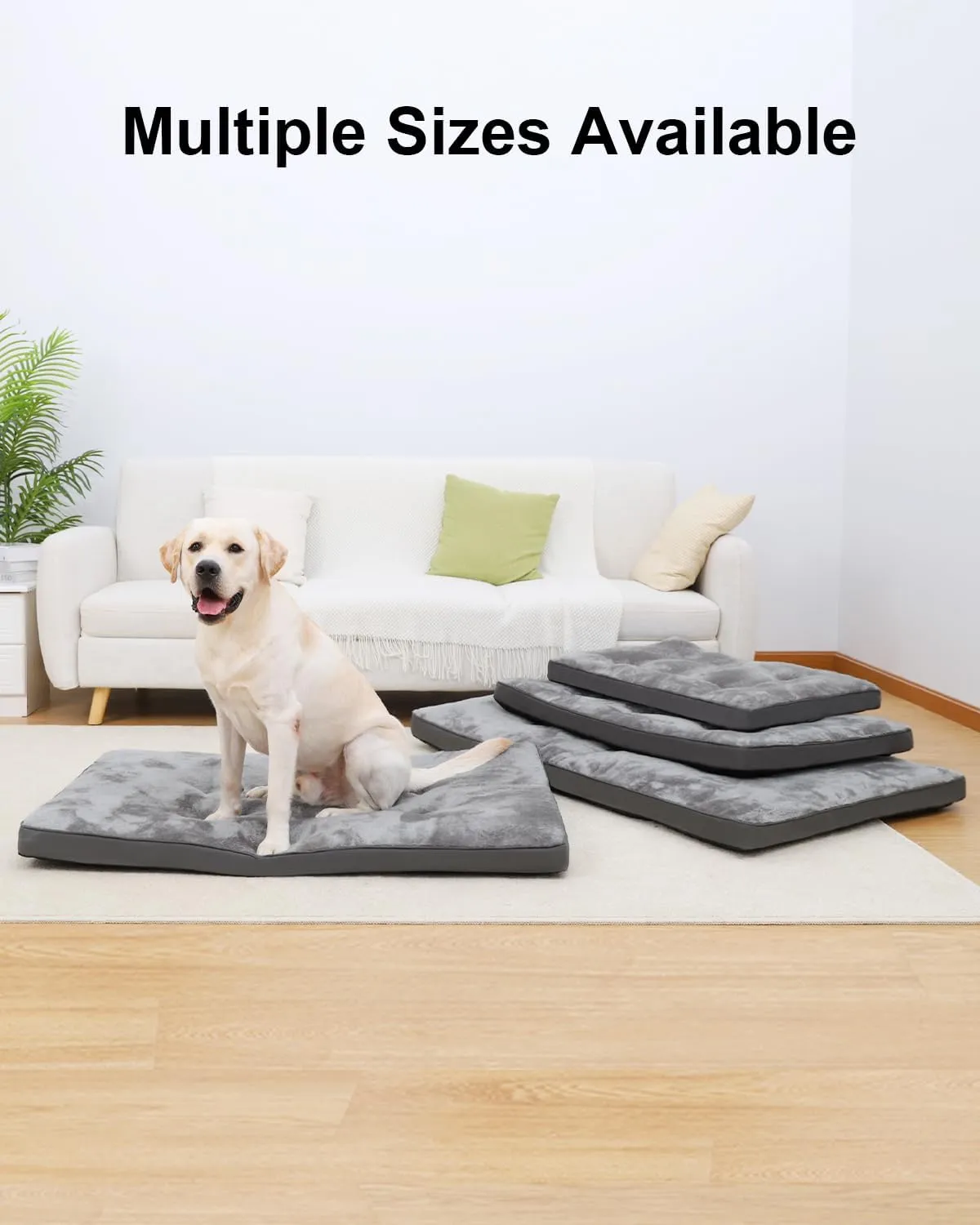 Dog Bed for Crate Washable Plush Dog Bed Kennel Pad Pet Sleeping Mat with Anti-Slip Bottom,41x27 Inch, Grey