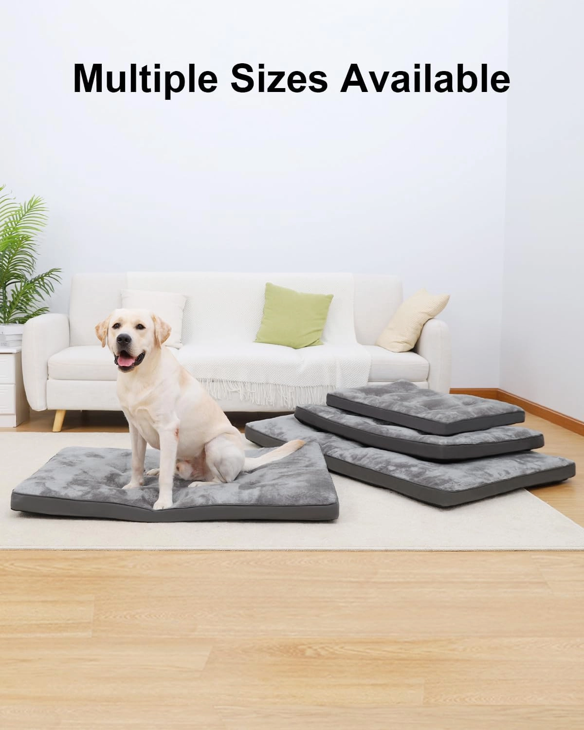 Dog Bed for Crate Washable Plush Dog Bed Kennel Pad Pet Sleeping Mat with Anti-Slip Bottom,47x29 Inch, Grey