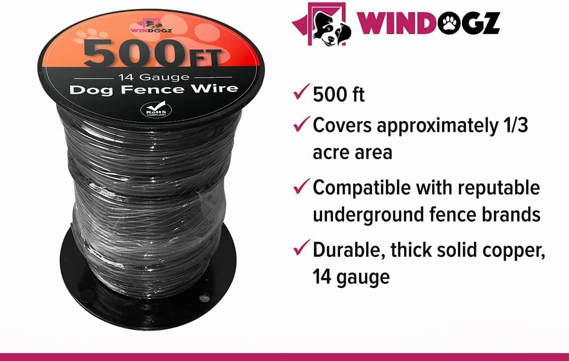 Dog Fence Wire for Electric Dog Fence System, 500 ft, 14 Gauge Pro Grade Wire, Covers ⅓ Acre,Easy to Install, Compatible with reputable Underground Fence Brands, Thick and Durable
