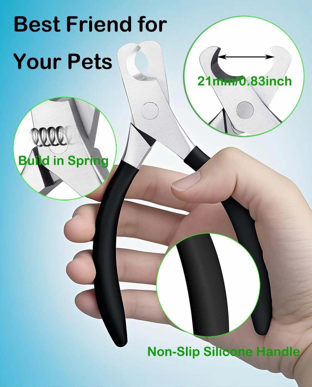 Dog Nail Clippers for Large Dogs Wide Jaw Opening Heavy Duty Dog Nail Trimmer Cat Claw Clippers for Pets(Black)