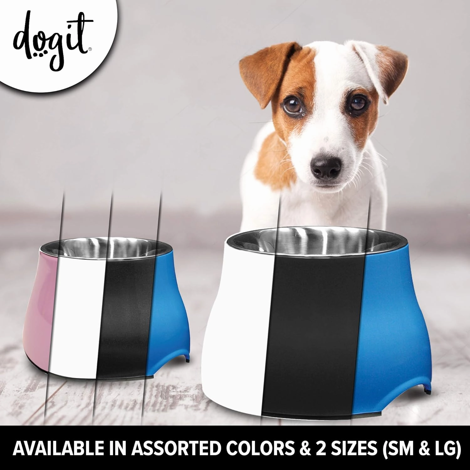 Dogit Elevated Dog Bowl, Stainless Steel Dog Food and Water Bowl for Large Dogs, Blue, 73751