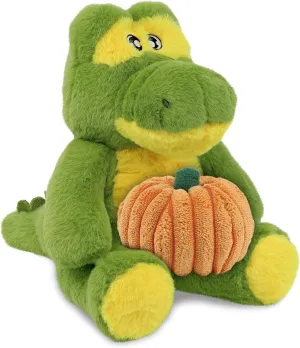 DolliBu Eco Friendly Super Soft Alligator Stuffed Animal with Pumpkin Decor - Pumpkin Plush Animal for Fall, Halloween and Thanksgiving, Pumpkin Toy for Baby, Kids, Adults - 9 Inches