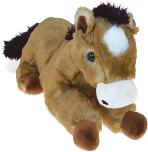 DolliBu Lying Brown Horse Stuffed Animal - Super Soft Plush Horse, Floppy Farm Stuffed Animal, Cute Stuffed Horse Gifts for Girls, Boys, Realistic Horse for Toddler, Kids, and Adults - 10.5 Inches