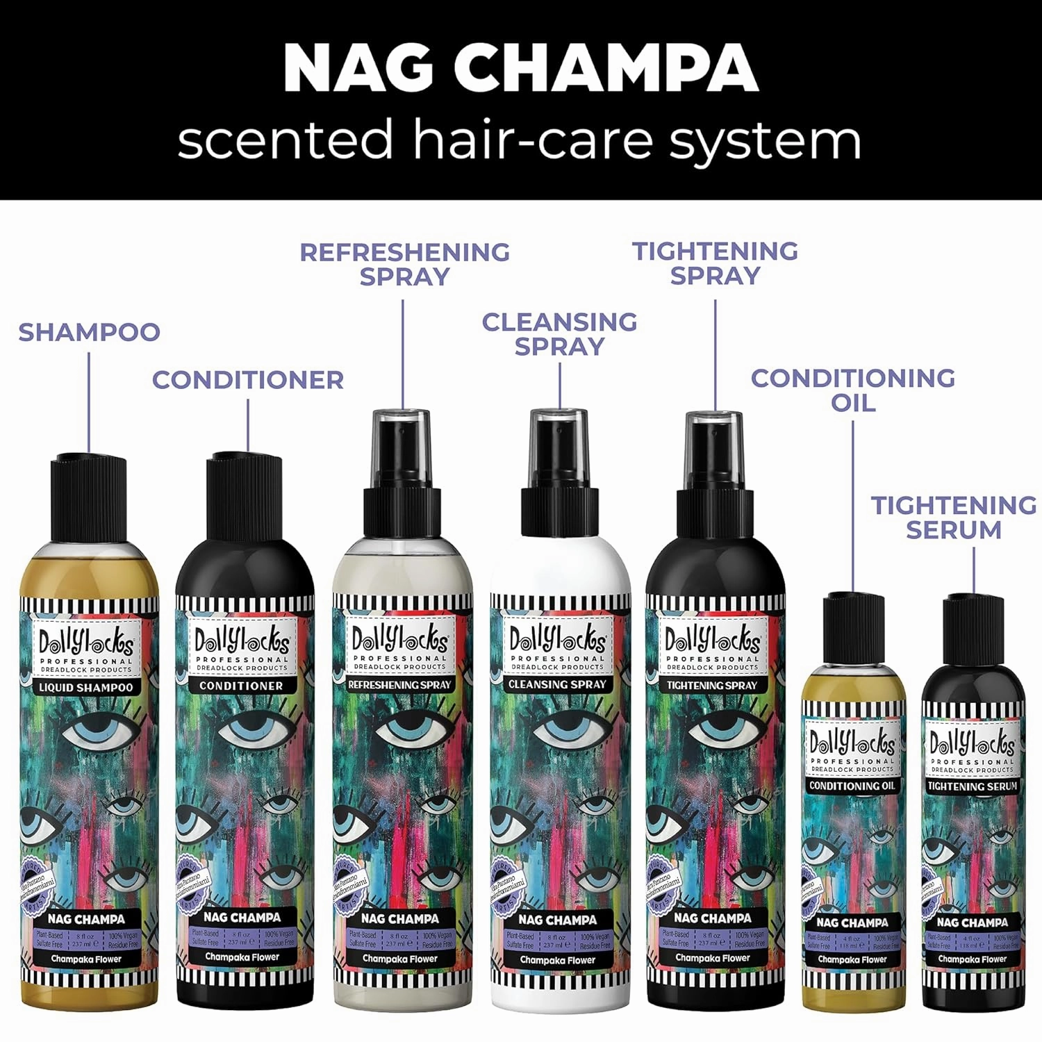 Dollylocks Liquid Shampoo – Plant-Based, Residue-Free Cleanser for Dreadlocks, pH-Balanced & Vegan (Nag Champa Scent, 8oz)