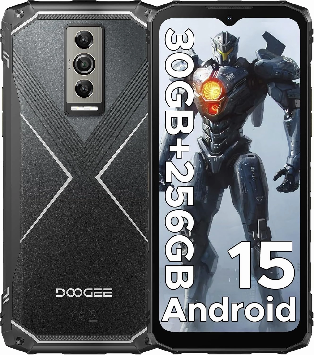 DOOGEE Blade10 Pro(2025) Android 15 Rugged Phone,10.7mm Ultra-Thin,30GB 256GB/TF 2TB,6.56”HD 90Hz Rugged Smartphone,5150mAh,50MP 8MP Camera,NFC/Widevine L1/Face ID/IP68/IP69K/3 Card Slot(Silver)