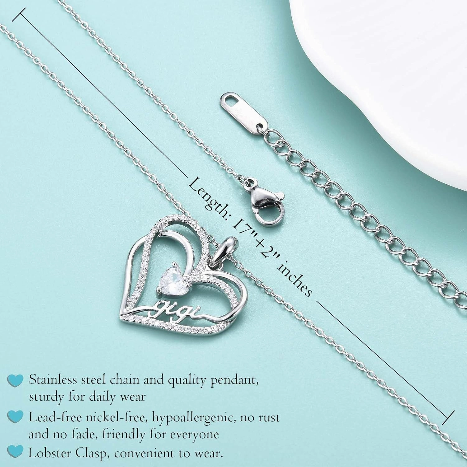 Double Entwined Hearts Necklace Gifts for Mom Grandma Wife Gigi Mimi Stepmom Bonus Mom, Mother's Day Christmas Valentines Birthday Thanksgiving Gifts Stocking Stuffers for Women Adults