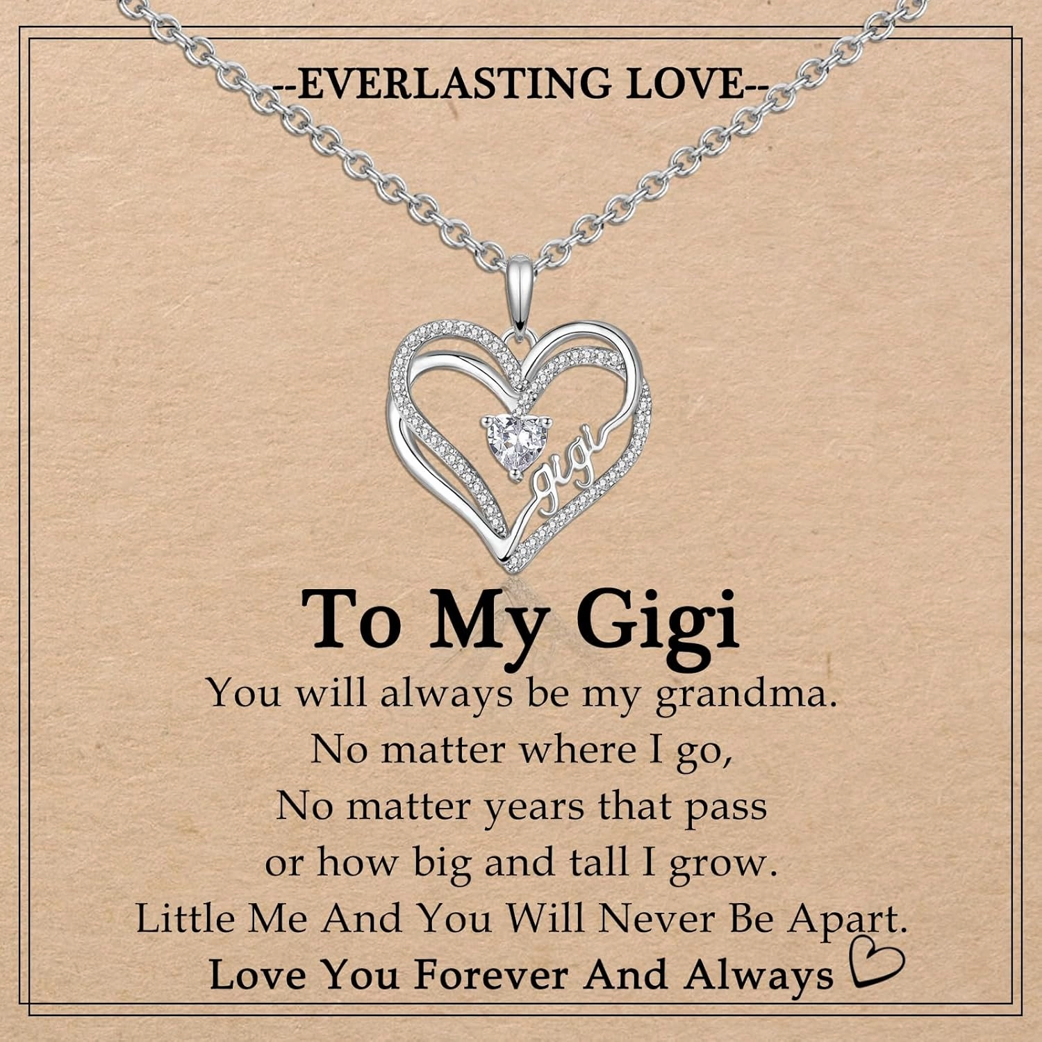 Double Entwined Hearts Necklace Gifts for Mom Grandma Wife Gigi Mimi Stepmom Bonus Mom, Mother's Day Christmas Valentines Birthday Thanksgiving Gifts Stocking Stuffers for Women Adults