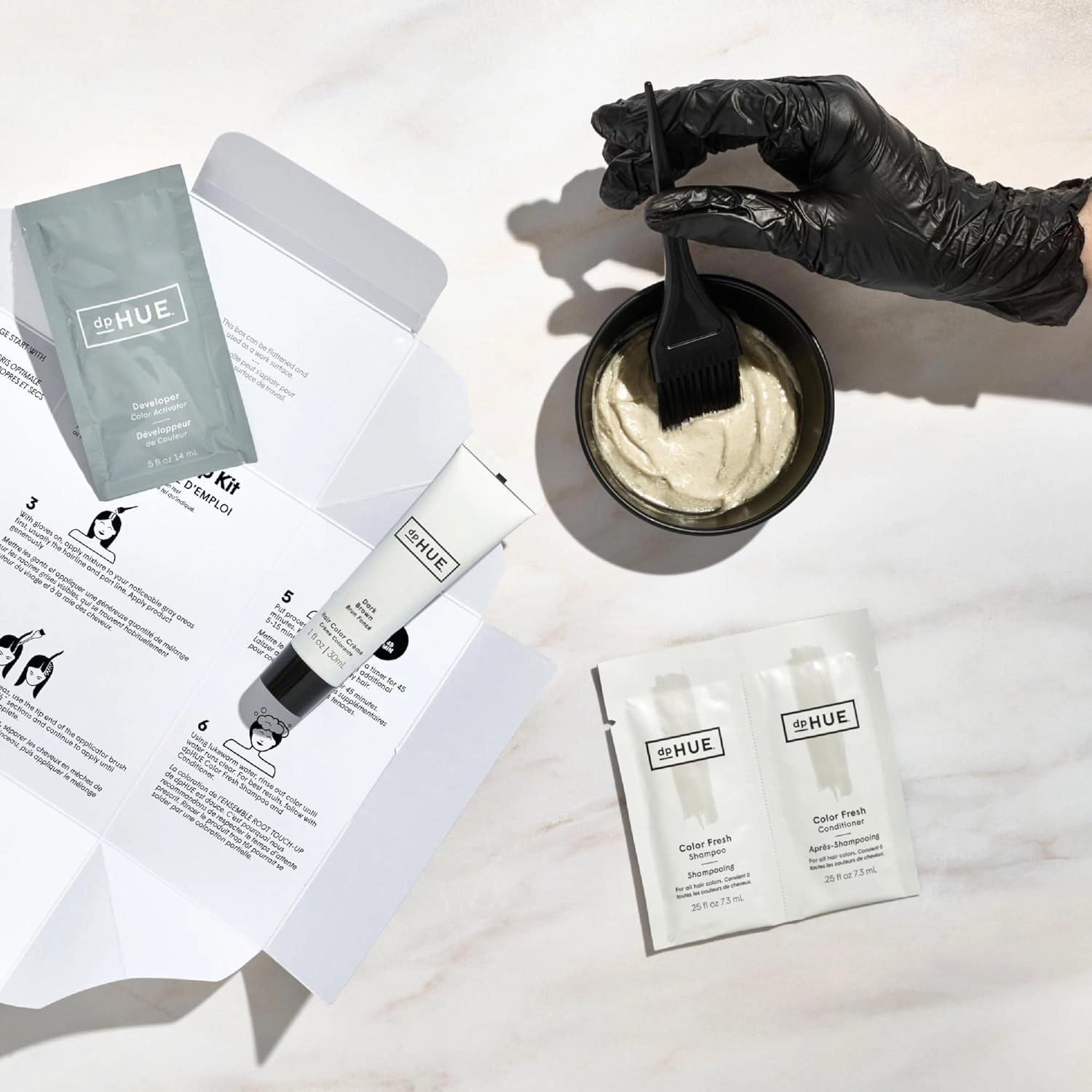 dpHUE Root Touch-Up Kit, Medium Brown - Permanent Hair Color for Gray Coverage - Includes Two Applications - Paraben, SLS & SLES Sulfate Free - Leaping Bunny Certified
