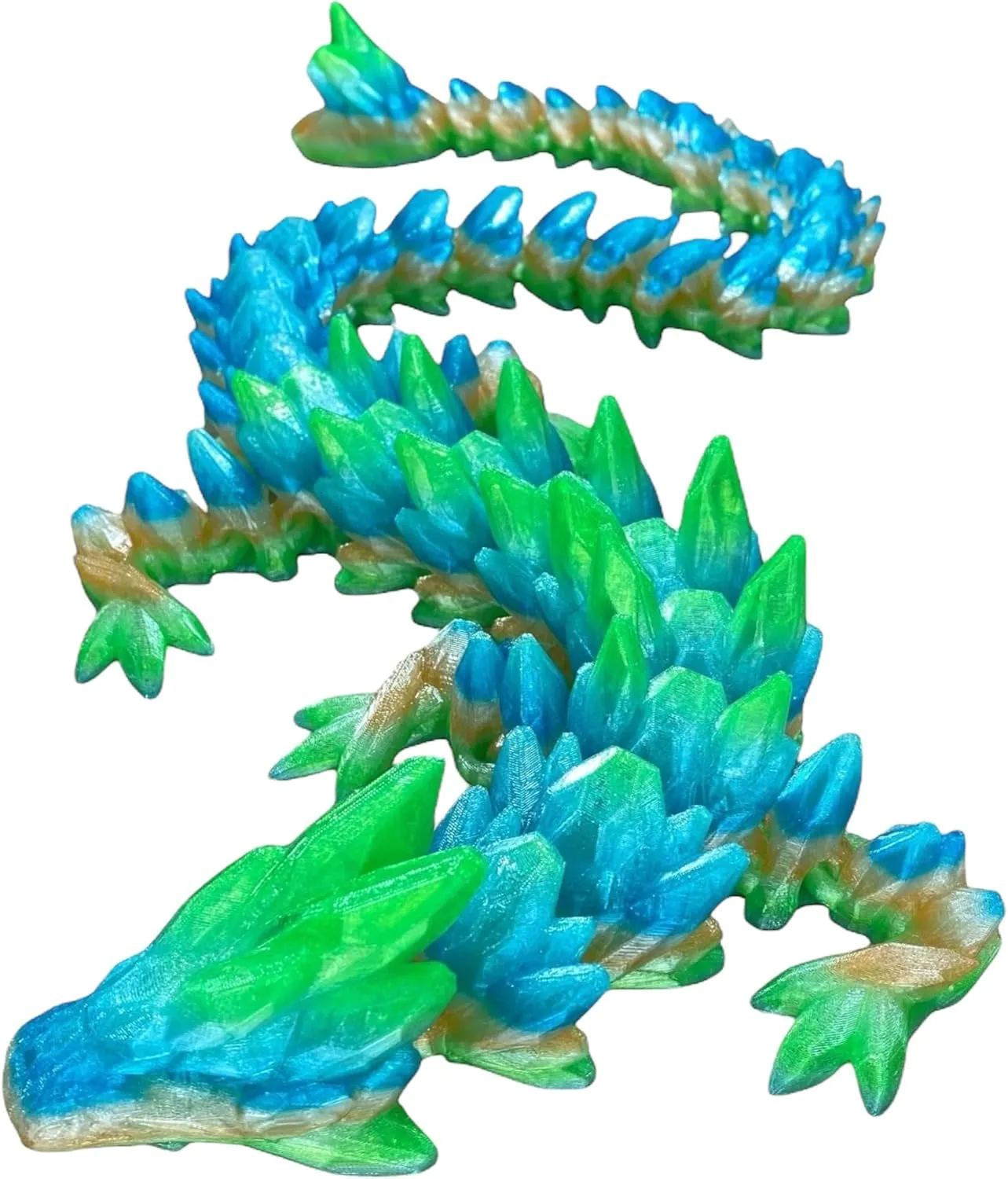 Durable MEGA Articulated 3D Printed Dragon Toy - Flexible and Stunning Design (Gemstone) (Aurora Rainbow)
