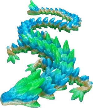 Durable MEGA Articulated 3D Printed Dragon Toy - Flexible and Stunning Design (Gemstone) (Aurora Rainbow)