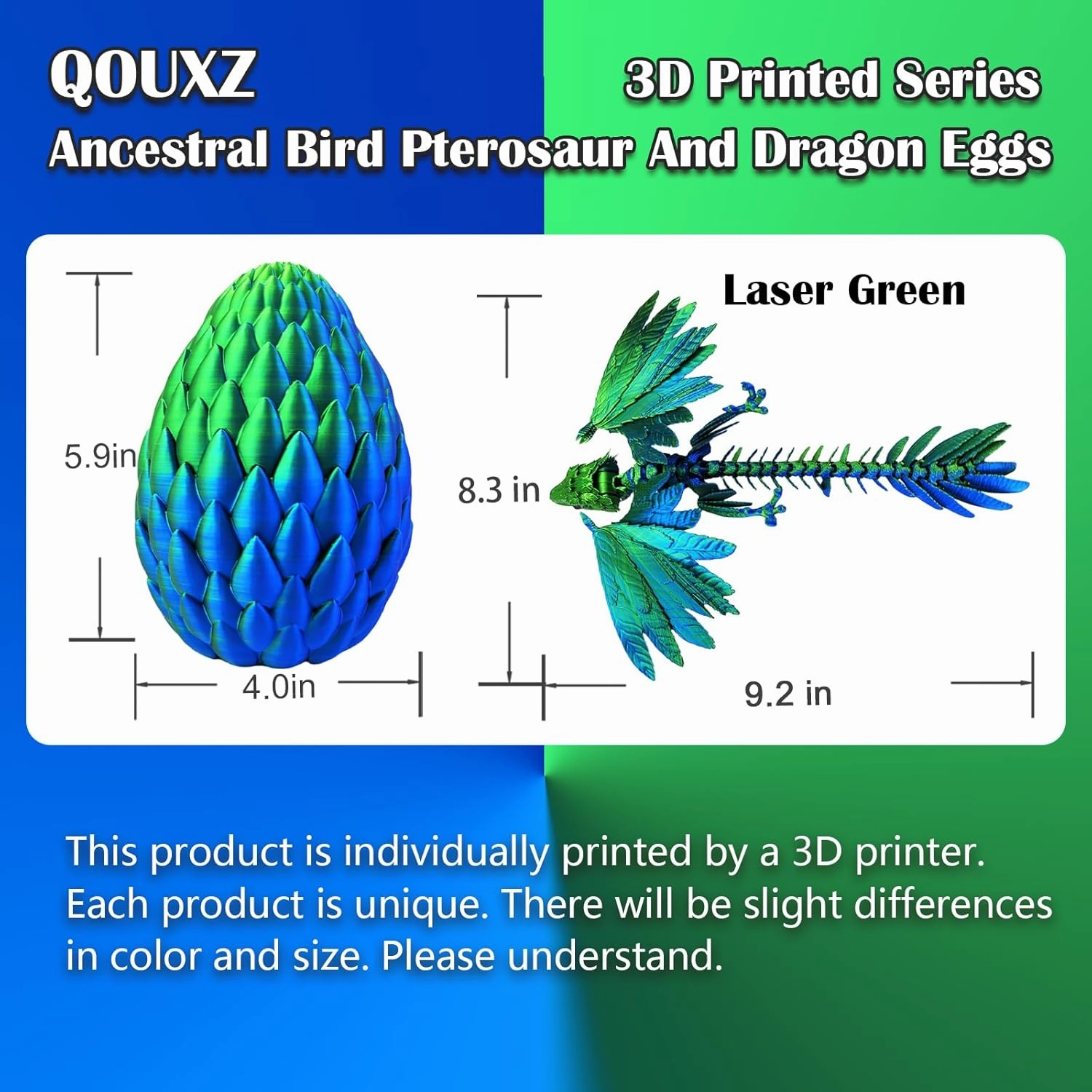 Dynamic 3D Printed Dragon Eggs with Dragon Inside，3D Dragon with Wings Movable, Feathered Wyvern Dragon,Full Articulated Crystal Flying Fidget Dragon, 3D Printed Archaeopteryx Bird Animals Toy
