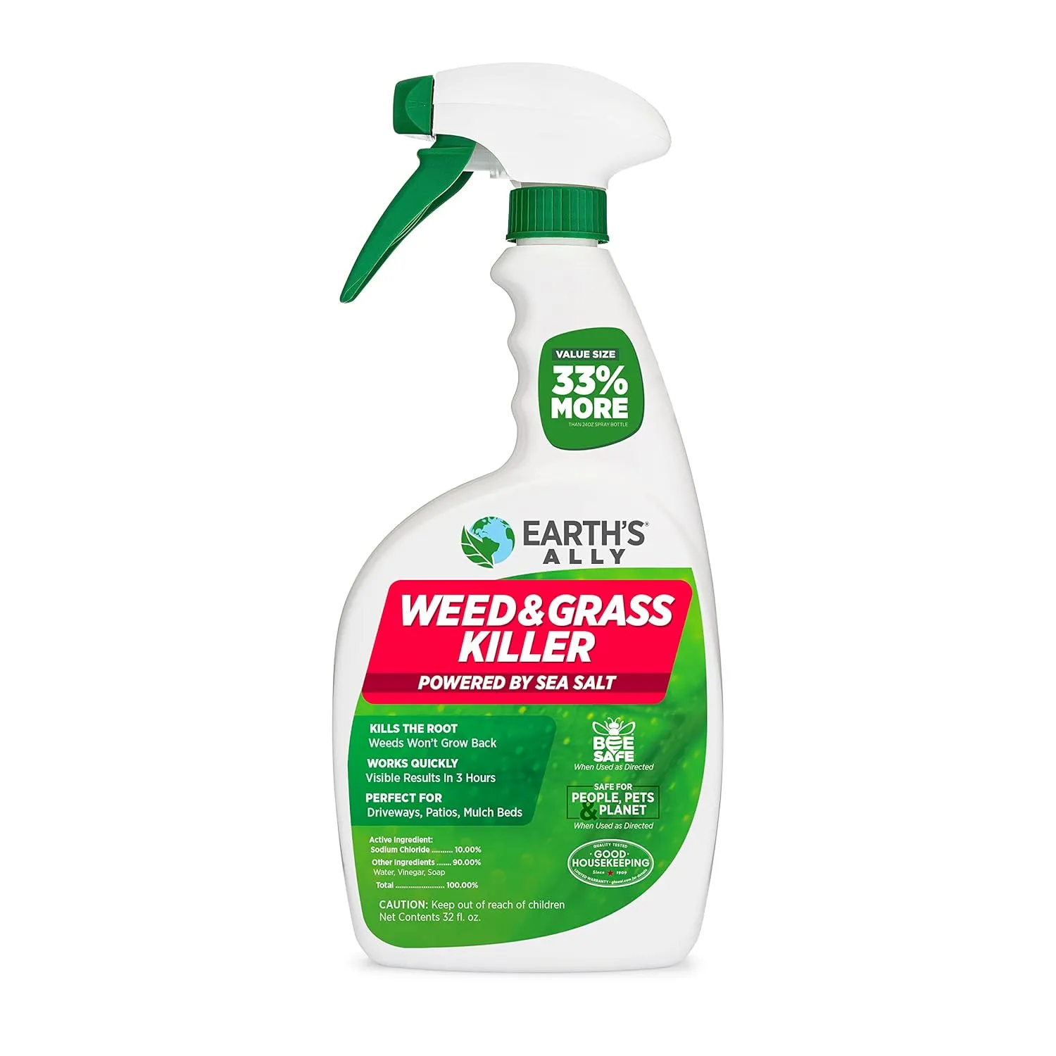 Earth's Ally Weed and Grass Killer Spray | Ready-to-Use | Natural Non-Selective Herbicide | Environmentally Safe Weed Killer | Pet Safe | Bee Safe (32 fl. oz. Ready-to-Use)