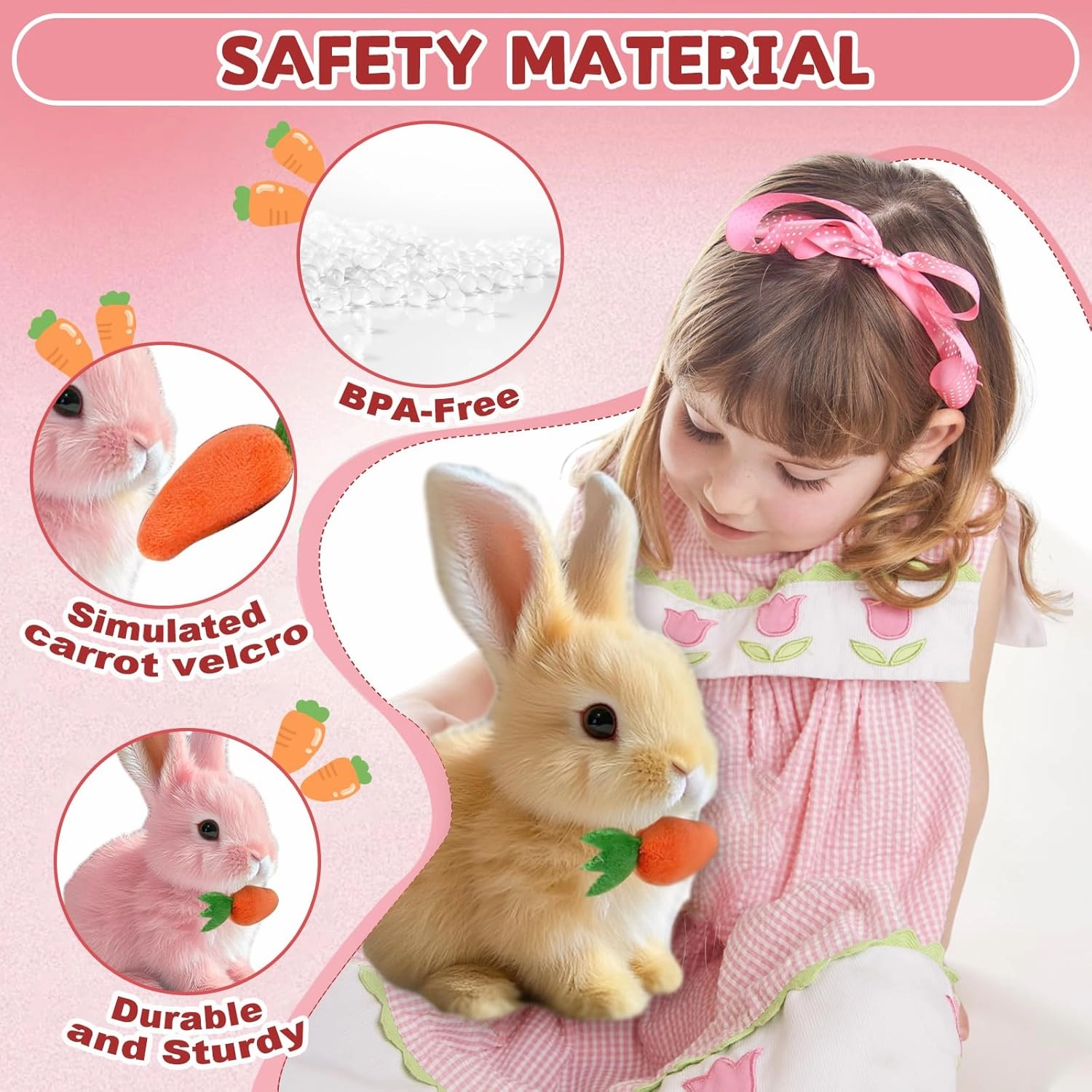 Easter Basket Stuffer Realistic Bunny Toy, 2025 New Bunny Toys Educational Interactive Toys Bunnies Can Walk and Talk, Handmade Hopping Realistic Toy for Kids (White)