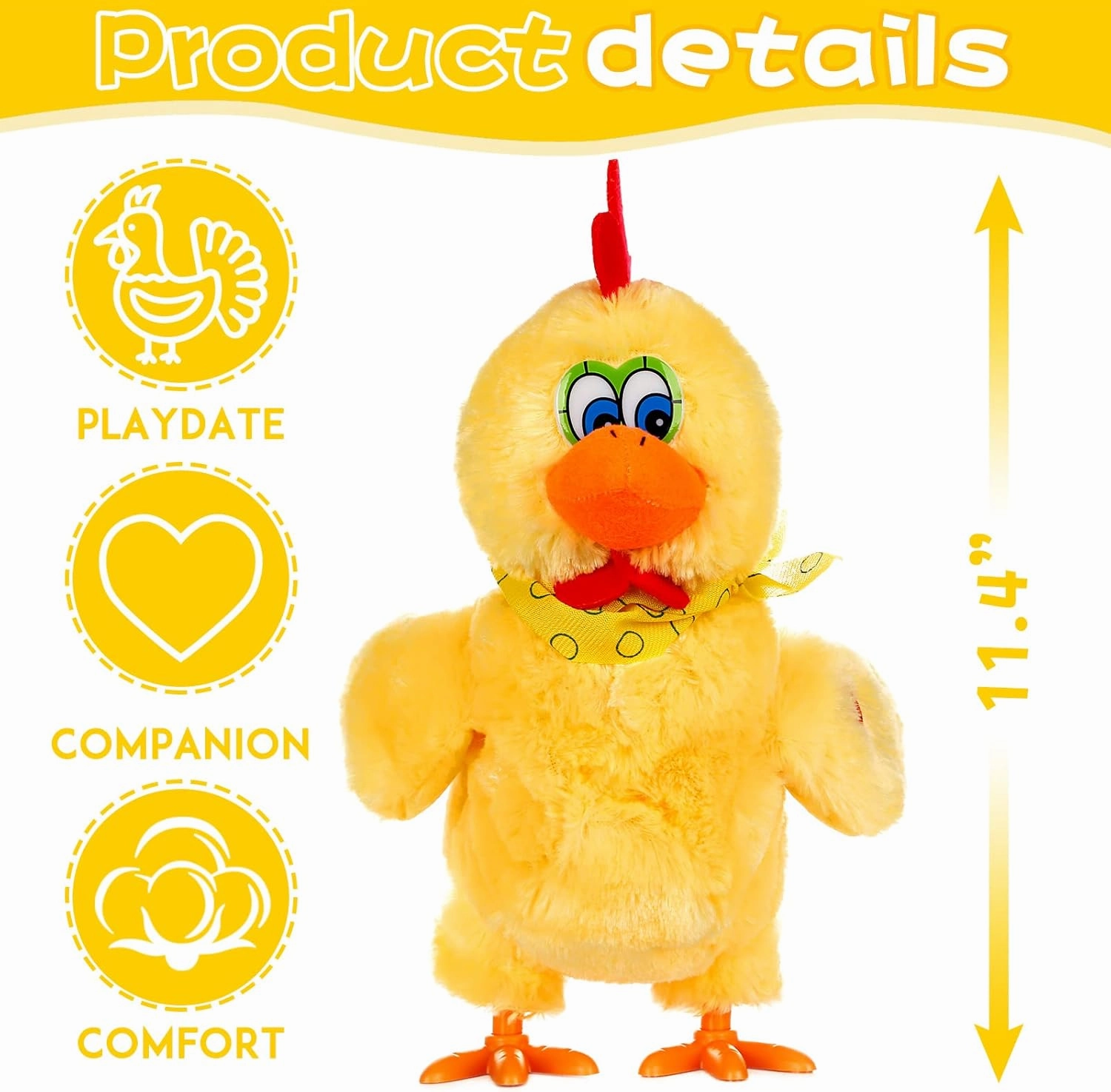 Easter Toys Chicken Laying Eggs Electric Chicken Stuffed Animal Dancing Toy Stuffed Plush Toy with Music