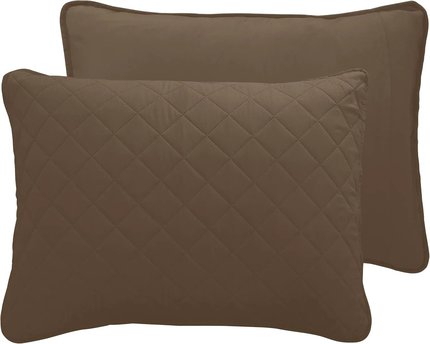Easy-Going Full/Queen Size Reversible Quilt Set with 1 Quilt and 2 Pillow Shams, Soft Bed Quilt Cover, Water Resistant Lightweight Microfiber Bedspread, Stain Resistant, Camel/Ivory