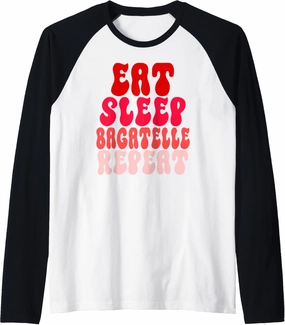 Eat Sleep Bagatelle Repeat for Men and Women funny Gifts Raglan Baseball Tee
