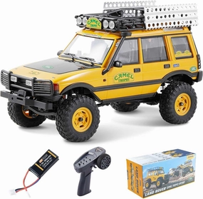 EAZYRC FMS 1/24 FCX24M RC Crawler RTR, Land Rover Series with Licensed, 1/24 RC Truck 4X4 Mini RC Truck with Lighting, 2.4Ghz Remote Control,Battery (Discovery)