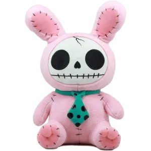 Ebros Gift Large Furry Bone Skeleton Pink Rabbit Skeleton Costume with Green Polka Dot Tie Plush Soft Figure 12" Tall Collectibles Bunny Bun Doll Furry Bone Skull Skeleton Collection