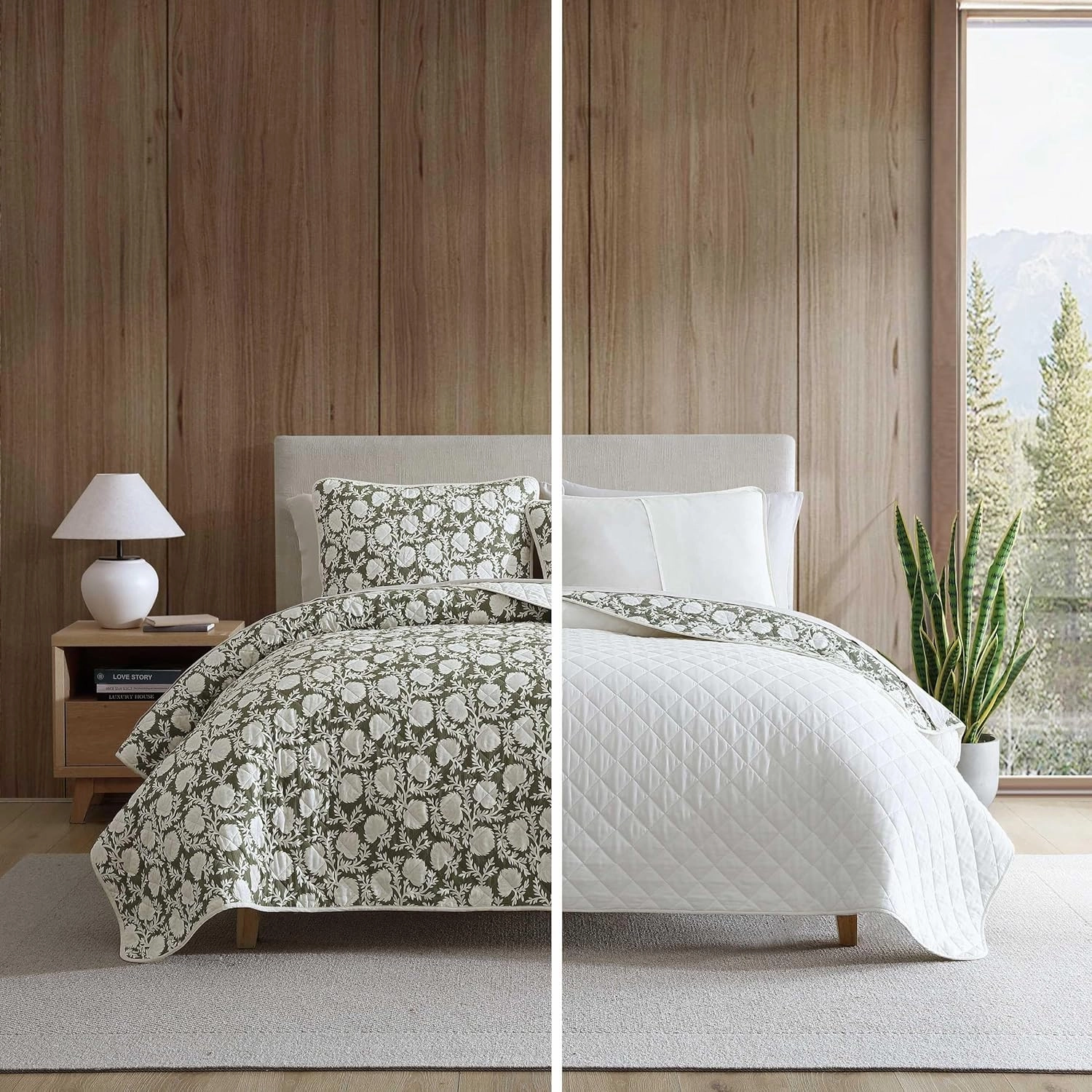 Eddie Bauer - Quilt Set, Super Soft Bedding with Matching Shams, Silky Smooth & Breathable, Classic Home Essentials (Garden Bloom Green, King)