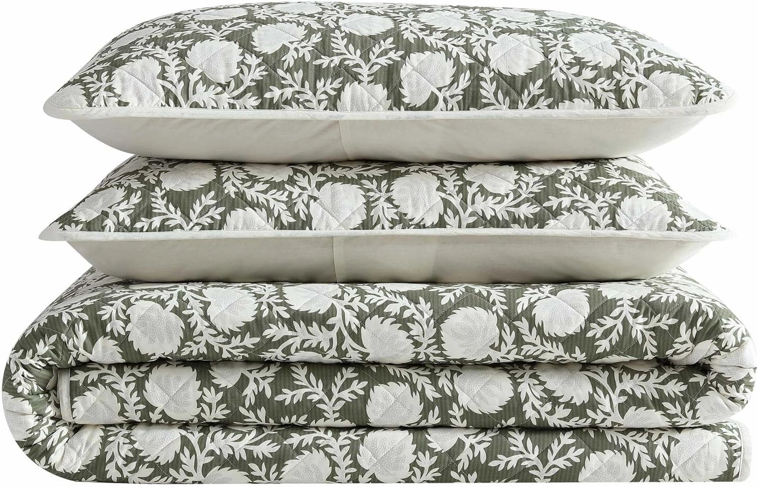 Eddie Bauer - Quilt Set, Super Soft Bedding with Matching Shams, Silky Smooth & Breathable, Classic Home Essentials (Garden Bloom Green, King)